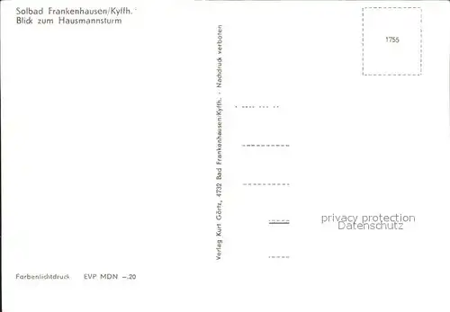 Frankenhausen Bad Hausmannsturm Kat. Bad Frankenhausen