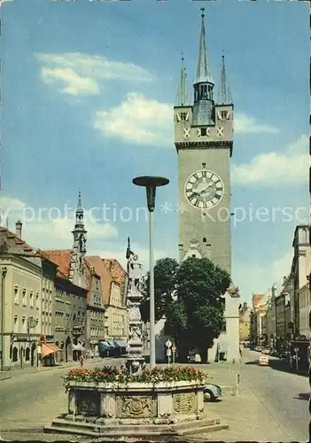 Straubing Tiburtiusbrunnen Stadtturm Kat. Straubing