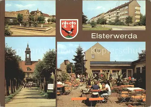 Elsterwerda Wappenbrunnen Markt Eiscafe  Kat. Elsterwerda