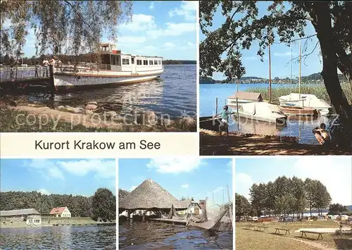 Krakow See Anlegestelle der Weissen Flotte Campingplatz Gruber See Krakower See  Kat. Krakow See