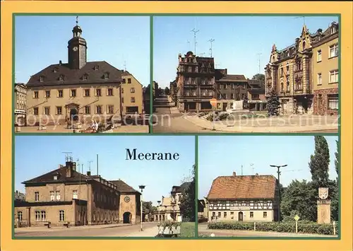 Meerane Rathaus Ernst Thaelmann Platz Bahnhof Gasthof Schwanenfeld Kat. Meerane