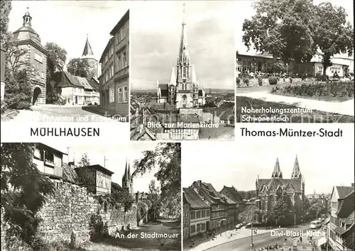 Muehlhausen Thueringen Frauentor und Rabenturm Marienkirche Stadtmauer Divi Blasi Kirche Kat. Muehlhausen Thueringen
