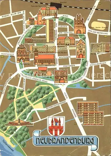 Neubrandenburg Stadtkarte Kat. Neubrandenburg