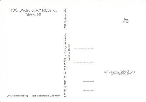 Luebbenau Spreewald HOG Wotschofska Gartenterrasse Kat. Luebbenau