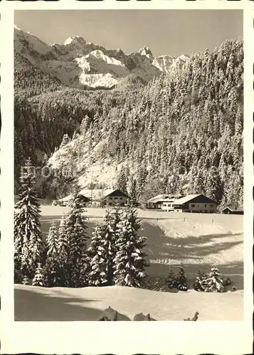 Elmau Gasthaus mit Dreitorspitze Kat. Kruen