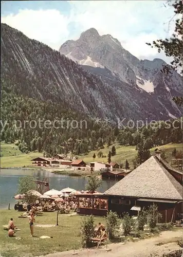 Lautersee Mittenwald Badeanstalt mit Wetterstein Kat. Mittenwald