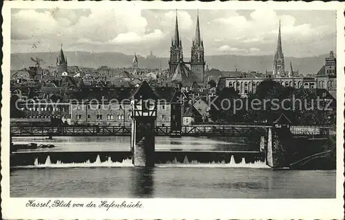 Kassel Blick von der Hafenbruecke Kirchen Kat. Kassel