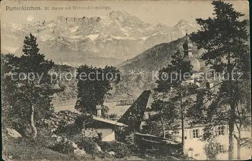 Partenkirchen St Anton mit Wettersteingebirge Kat. Garmisch Partenkirchen