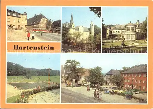 Hartenstein Zwickau Hist Gaststaette Weisses Ross Burg Schloss Stein Pionierleiterschule Freibad Ernst Thaelmann Platz Kat. Hartenstein Zwickau