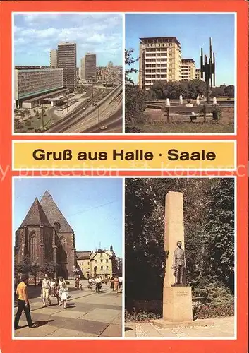 Halle Saale Ernst Thaelmann Platz Leninallee Hochhaeuser Konzerthalle Denkmal Der kleine Trompeter Kat. Halle