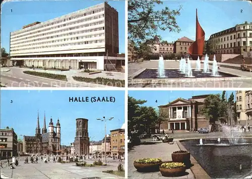 Halle Saale Interhotel Stadt Halle Hansering Fahnenmonument Markt Theater des Friedens Kat. Halle