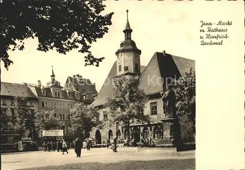 Jena Markt mit Rathaus und Hanfried Denkmal Kat. Jena