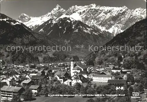Schruns Vorarlberg mit Zimba und Vandanser Wand Kat. Schruns