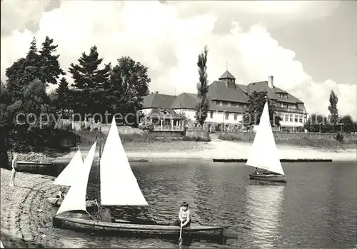 Malter Talsperre Malter HO Hotel Haus Seeblick Paulsdorf Segelboote Kat. Dippoldiswalde