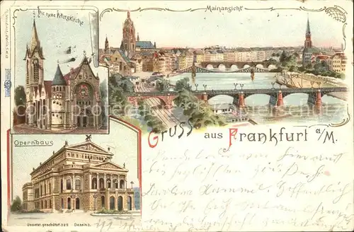 Frankfurt Main Mainpartie Bruecken Peterskirche Opernhaus Kat. Frankfurt am Main