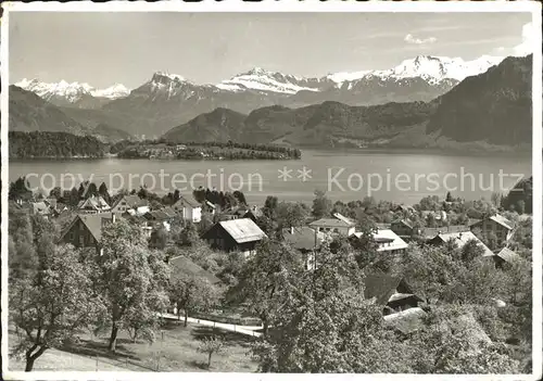 Meggen mit Vierwaldstaettersee und Alpen Kat. Meggen