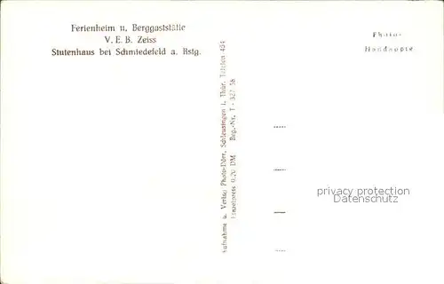 Schmiedefeld Rennsteig Ferienheim und Berggaststaette  Kat. Schmiedefeld Rennsteig
