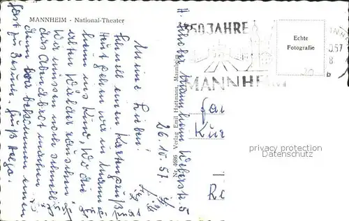 Mannheim Nationales Theater  Kat. Mannheim