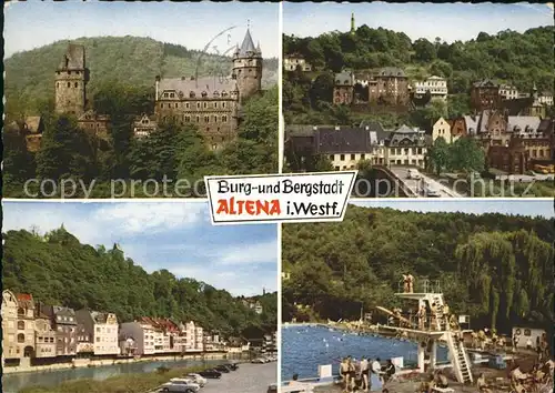 Altena Lenne Burg  und Bergstadt Freibad  Kat. Altena