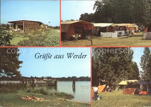 Werder Havel Bungalowsiedlung Riegelbucht Anlegestelle der Weissen Flotte Kat. Werder