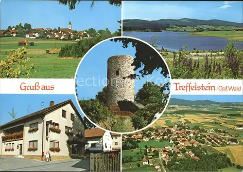 Treffelstein Ortsansicht Panorama Silbersee Pension Burgturm Kat. Treffelstein