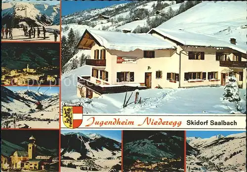 Saalbach Hinterglemm Jugendheim Niederegg Panorama Ortsansichten Kirche Sessellift Kat. Saalbach Hinterglemm