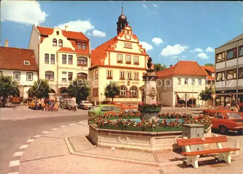 Rodach Coburg Markt mit Rathaus und Brunnen Kat. Bad Rodach
