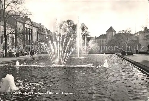 Halle Saale Brunnen mit Hauptpost Kat. Halle