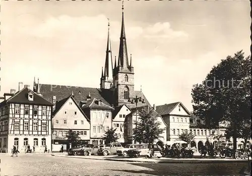 Saalfeld Saale Markt mit Kirche Kat. Saalfeld