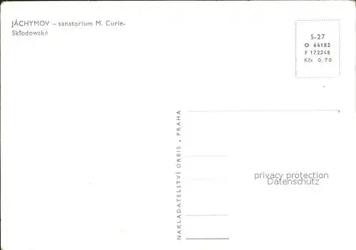 Jachymov Sanatorium M. Curie Kat. Sankt Joachimsthal