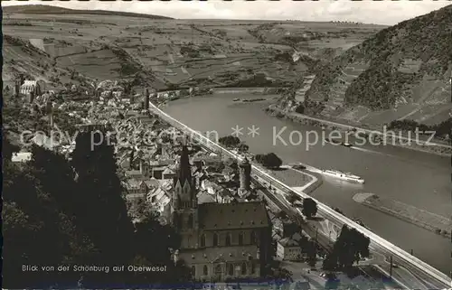 Oberwesel Rhein Blick von der Schoenburg / Oberwesel /Rhein-Hunsrueck-Kreis LKR