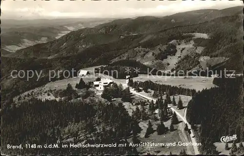 Brend Schwarzwald Fliegeraufnahme Aussichtsturm Gasthaus Kat. Furtwangen im Schwarzwald