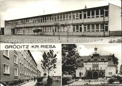 Groeditz Riesa Polytechnische Oberschule Rosa Luxemburg Strasse Rathaus Lenindenkmal  Kat. Groeditz Riesa