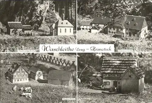 Waschleithe Heimateck Alte Zwoenitzer Kirche Gasthof zur Linde Pechsiederei  Kat. Beierfeld Erzgebirge