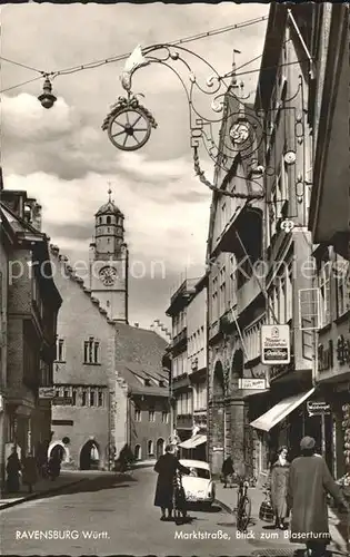 Ravensburg Wuerttemberg Marktstrasse mit Blasertrum Kat. Ravensburg