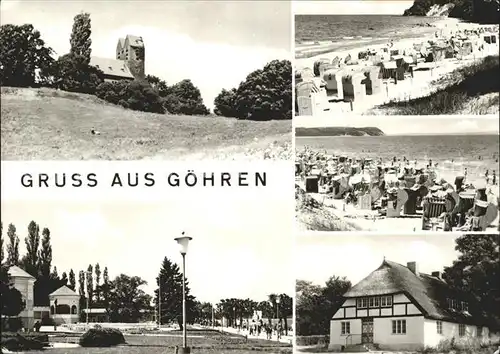 Goehren Ruegen Strand Reetdachhaus Kirche Kat. Goehren Ostseebad Ruegen