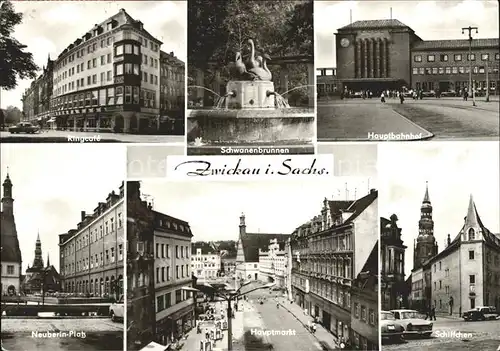 Zwickau Sachsen Ringcafe Schwanenbrunnen Hauptbahnhof Schiffchen Neuberin Platz Kat. Zwickau