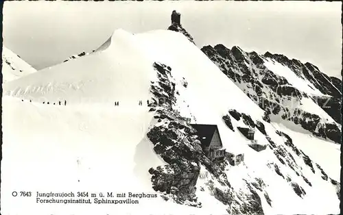 Jungfraujoch mit Berghaus Forschungsinstitut und Sphinxpavillon Kat. Jungfrau