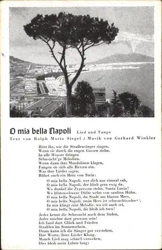 Napoli Neapel Liederkarte Tango O mia bella Napoli  Kat. Napoli