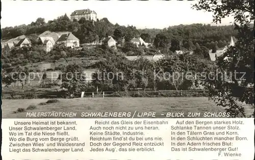 Schwalenberg Schloss Gedicht F. Wienke Kat. Schieder Schwalenberg