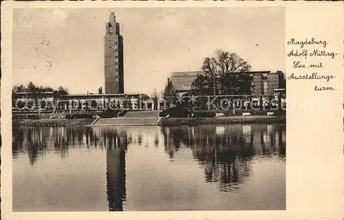 Magdeburg Adolf Mittag See Ausstellungsturm Kat. Magdeburg