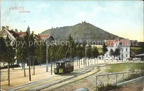 Goerlitz Sachsen Teilansicht Strassenbahn Burg Landskrone Kat. Goerlitz