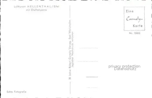 Hellenthal Eifel mit Oleftalsperre Totalansicht Kat. Hellenthal
