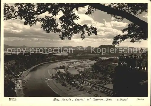 Rathen Saechsische Schweiz Blick von der Bastei Kat. Rathen Sachsen