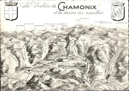 Chamonix Panoramakarte St Gervais Servoz Aigle du Midi Kat. Chamonix Mont Blanc