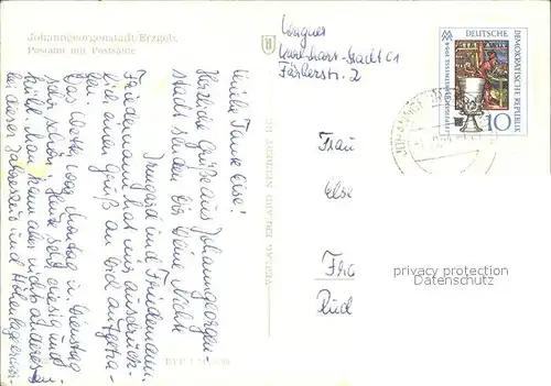 Johanngeorgenstadt Postamt Postsaeule Kat. Johanngeorgenstadt