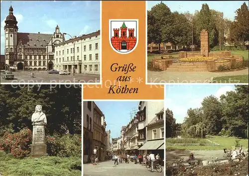 Koethen Anhalt Markt Rathaus Ehrenmal Bachdenkmal  Kat. Coethen