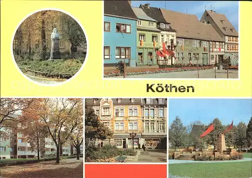 Koethen Anhalt Bachdenkmal Holzmarkt Bernhard Kellermann Strasse Unterer Boulevard  Kat. Coethen