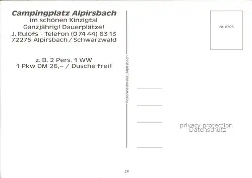 Alpirsbach Campingplatz  Kat. Alpirsbach