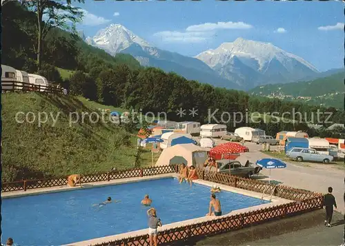 Berchtesgaden Campingplatz Allweglehen Schwimmbad Watzmann Hochkalter Alpen Kat. Berchtesgaden